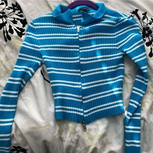 Blue and white stripped long sleeve shirt